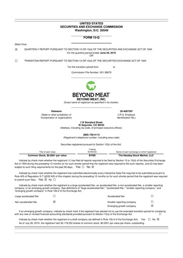 Vorschaubild Beyond Meat 10-Q Quartalsbericht 2019 