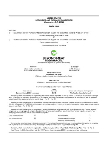 Vorschaubild Beyond Meat 10-Q Quartalsbericht 2020 