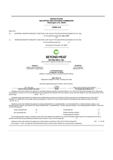 Vorschaubild Beyond Meat 10-Q Quartalsbericht 2021 