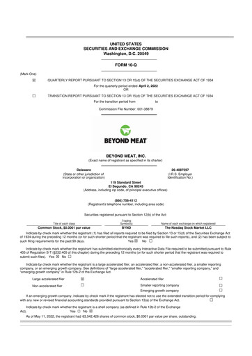 Vorschaubild Beyond Meat 10-Q Quartalsbericht 2022 