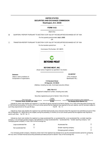 Vorschaubild Beyond Meat 10-Q Quartalsbericht 2022 