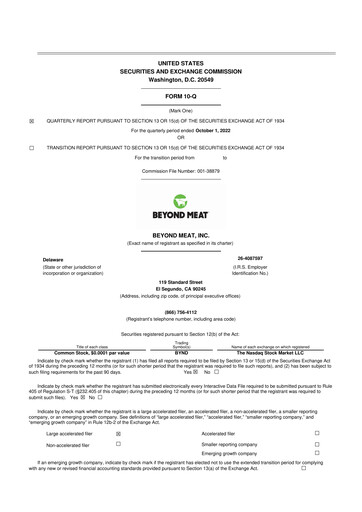 Vorschaubild Beyond Meat 10-Q Quartalsbericht 2022 