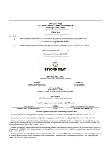 Thumbnail Beyond Meat 10-K Annual Report 2022