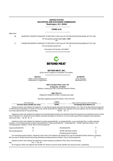 Vorschaubild Beyond Meat 10-Q Quartalsbericht 2023 