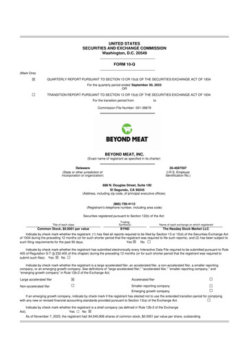 Vorschaubild Beyond Meat 10-Q Quartalsbericht 2023 