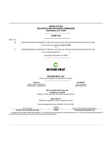 Vorschaubild Beyond Meat 10-Q Quartalsbericht 2025 