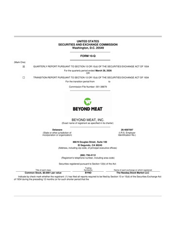 Thumbnail Beyond Meat 10-Q Quarterly Report FY 