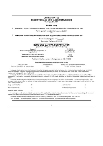 Thumbnail Blue Owl Capital Corporation 10-Q Quarterly Report FY2024 