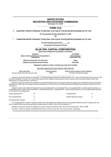 Thumbnail Blue Owl Capital Corporation 10-Q Quarterly Report FY2026 