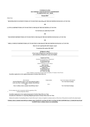 Thumbnail Endava 20-F Annual Report 2019