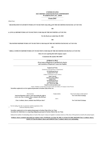 Thumbnail Endava 20-F Annual Report 2020