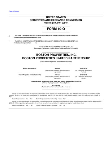 Thumbnail BXP, Inc.
 10-Q Quarterly Report FY 