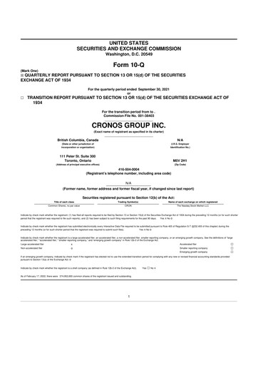 Vorschaubild Cronos Group
 10-Q Quartalsbericht 2021 