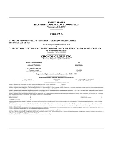 Thumbnail Cronos Group
 10-K Annual Report 2023