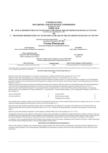 Vorschaubild Verona Pharma 10-K Jahresbericht 2021