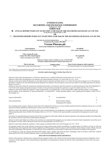 Vorschaubild Verona Pharma 10-K Jahresbericht 2023