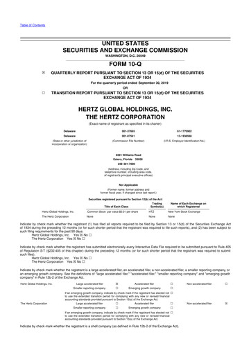Thumbnail Hertz 10-Q Quarterly Report FY 