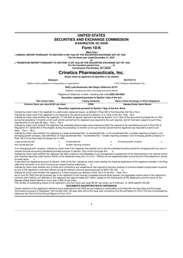 Thumbnail Crinetics Pharmaceuticals 10-K Annual Report 