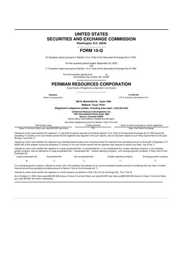 Thumbnail Permian Resources 10-Q Quarterly Report FY2022 