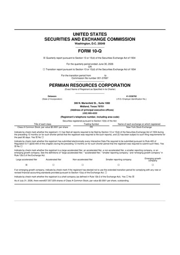 Thumbnail Permian Resources 10-Q Quarterly Report FY2026 