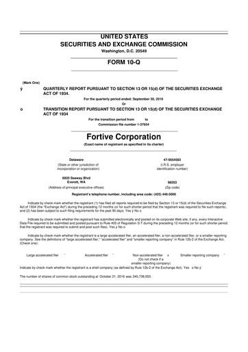 Thumbnail Fortive 10-Q Quarterly Report FY2016 