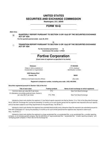 Thumbnail Fortive 10-Q Quarterly Report FY2019 