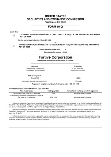Thumbnail Fortive 10-Q Quarterly Report FY2020 