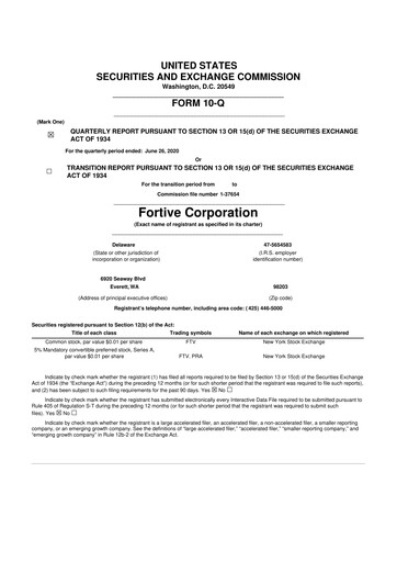 Thumbnail Fortive 10-Q Quarterly Report FY2020 