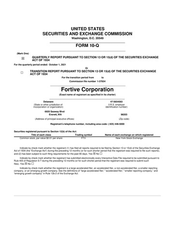 Thumbnail Fortive 10-Q Quarterly Report FY2021 