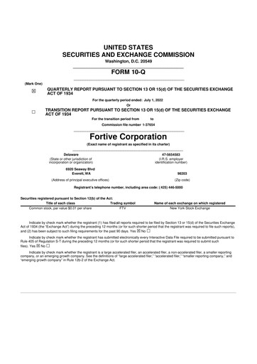 Thumbnail Fortive 10-Q Quarterly Report FY2022 