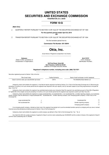 Thumbnail Okta 10-Q Quarterly Report FY2020 
