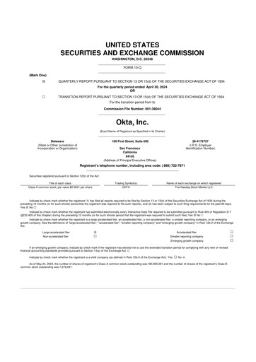 Thumbnail Okta 10-Q Quarterly Report FY2025 
