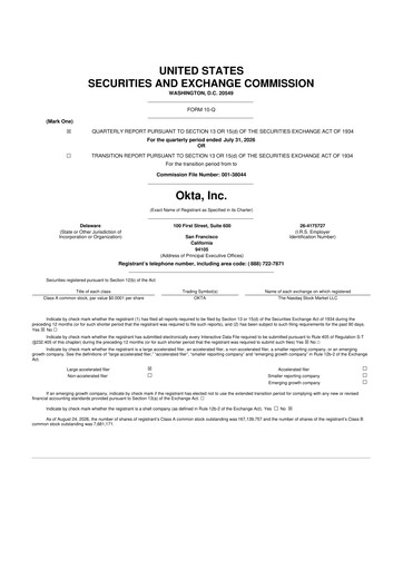 Thumbnail Okta 10-Q Quarterly Report FY2027 