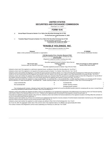 Thumbnail Tenable 10-K Annual Report 2023