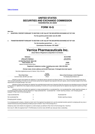 Miniature Verrica Pharmaceuticals 10-Q Rapport trimestriel 2026 