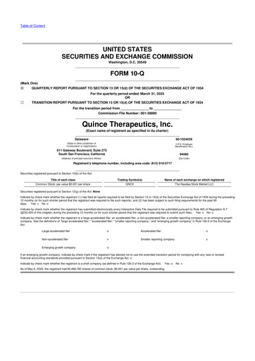 Thumbnail Quince Therapeutics 10-Q Quarterly Report FY2025 