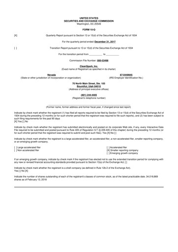 Thumbnail CleanSpark 10-Q Quarterly Report FY2018 