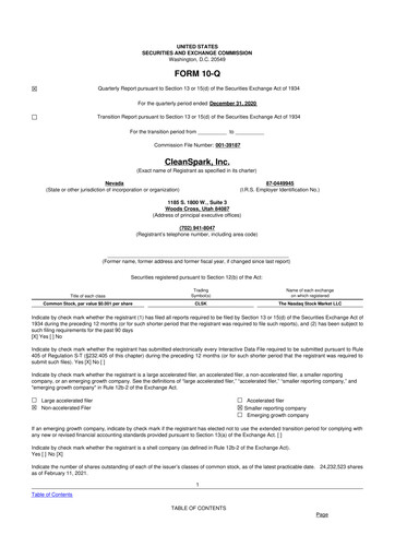 Thumbnail CleanSpark 10-Q Quarterly Report FY2021 