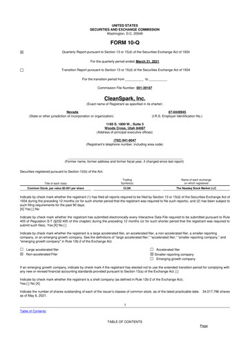 Thumbnail CleanSpark 10-Q Quarterly Report FY2021 