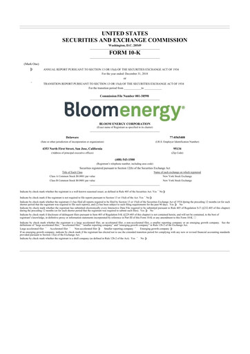 Thumbnail Bloom Energy
 10-K Annual Report 2018