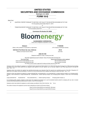 Thumbnail Bloom Energy
 10-Q Quarterly Report FY2019 