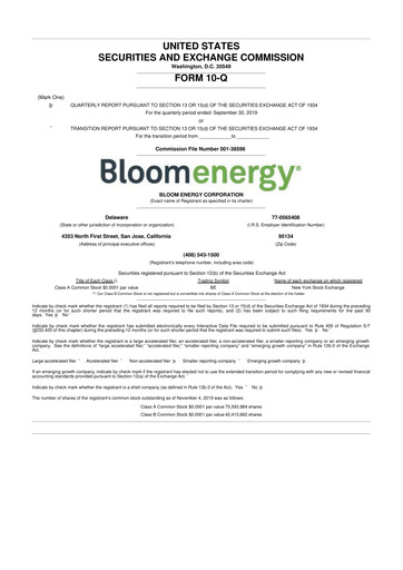 Thumbnail Bloom Energy
 10-Q Quarterly Report FY2019 