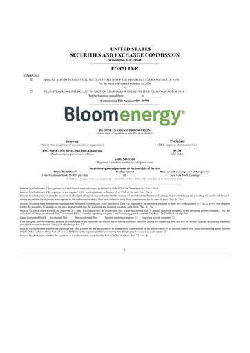 Thumbnail Bloom Energy
 10-K Annual Report 2020