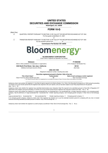 Thumbnail Bloom Energy
 10-Q Quarterly Report FY2021 
