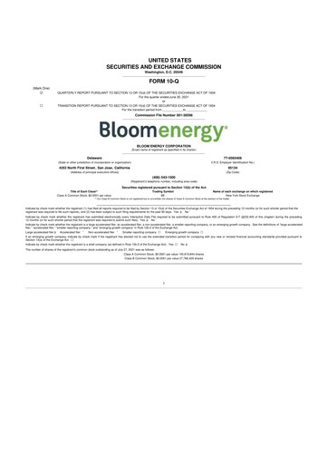 Thumbnail Bloom Energy
 10-Q Quarterly Report FY2021 