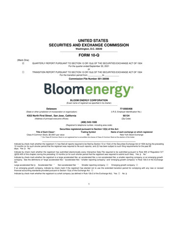 Thumbnail Bloom Energy
 10-Q Quarterly Report FY2021 