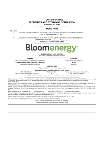 Thumbnail Bloom Energy
 10-Q Quarterly Report FY2022 