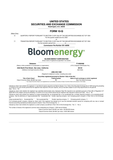 Thumbnail Bloom Energy
 10-Q Quarterly Report FY2022 
