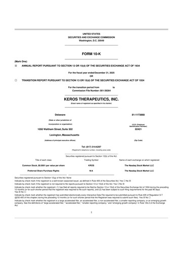 Thumbnail Keros Therapeutics 10-K Annual Report 2025