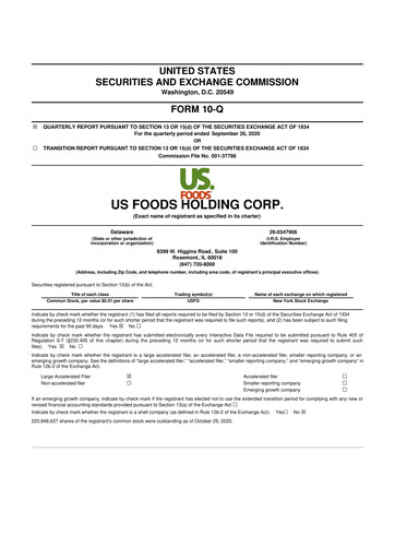 Thumbnail US Foods 10-Q Quarterly Report FY2020 
